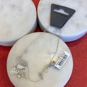 (#90) Pilgrim Silver Butterfly Anklet